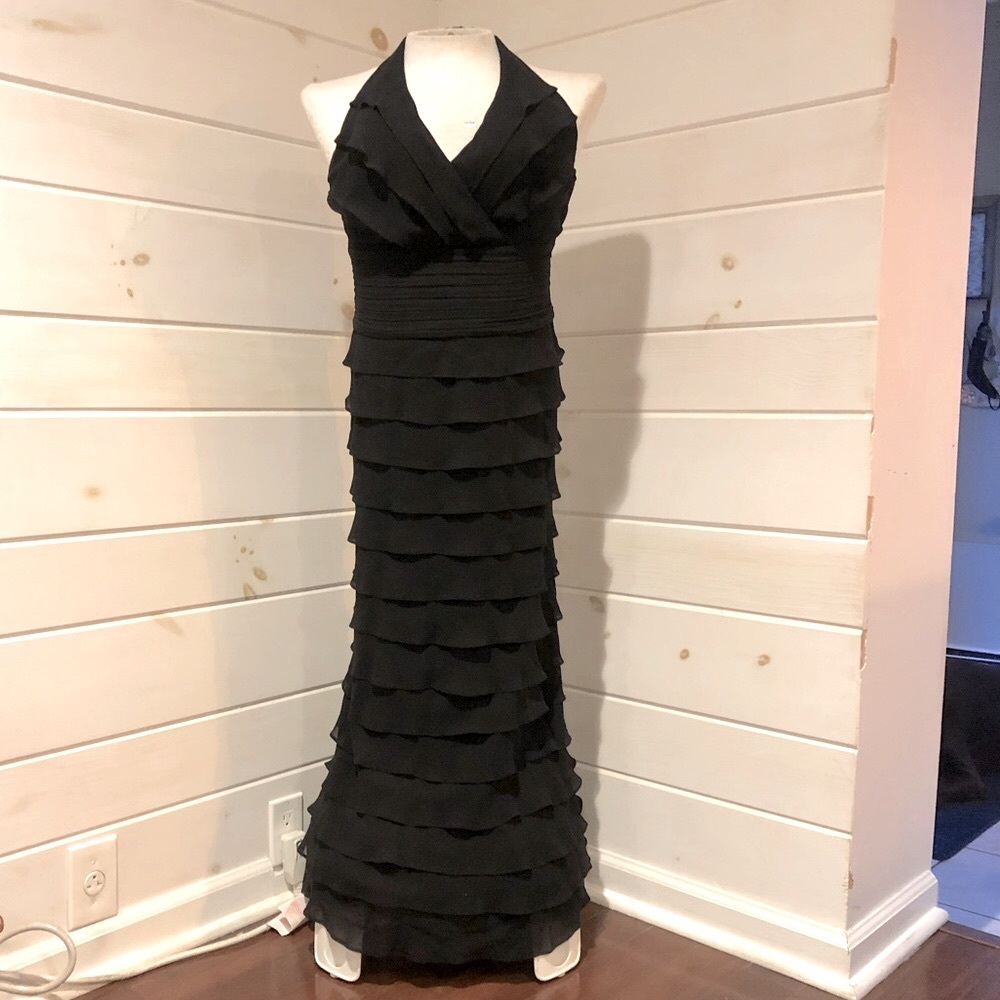 Tadashi Shoji silk layered ruffled dress